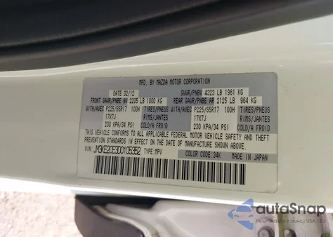 2013 Mazda Cx-5 Touring z USA, uszkodzony, nr VIN JM3KE2CE3D0105352